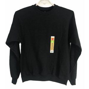 Hanes Mens Jacket Size M Medium Black Long Sleeve Crew Sweatshirt Pullover NEW
